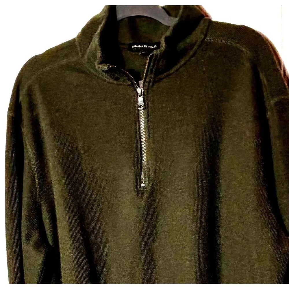 Banana Republic Men’s 1/4 Zip Sweate 2XL Cotton Polyester Moss Green Gorpcore